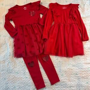 Toddler Girl 3T Valentine Outfit Bundle Cat & Jack Red Heart Set